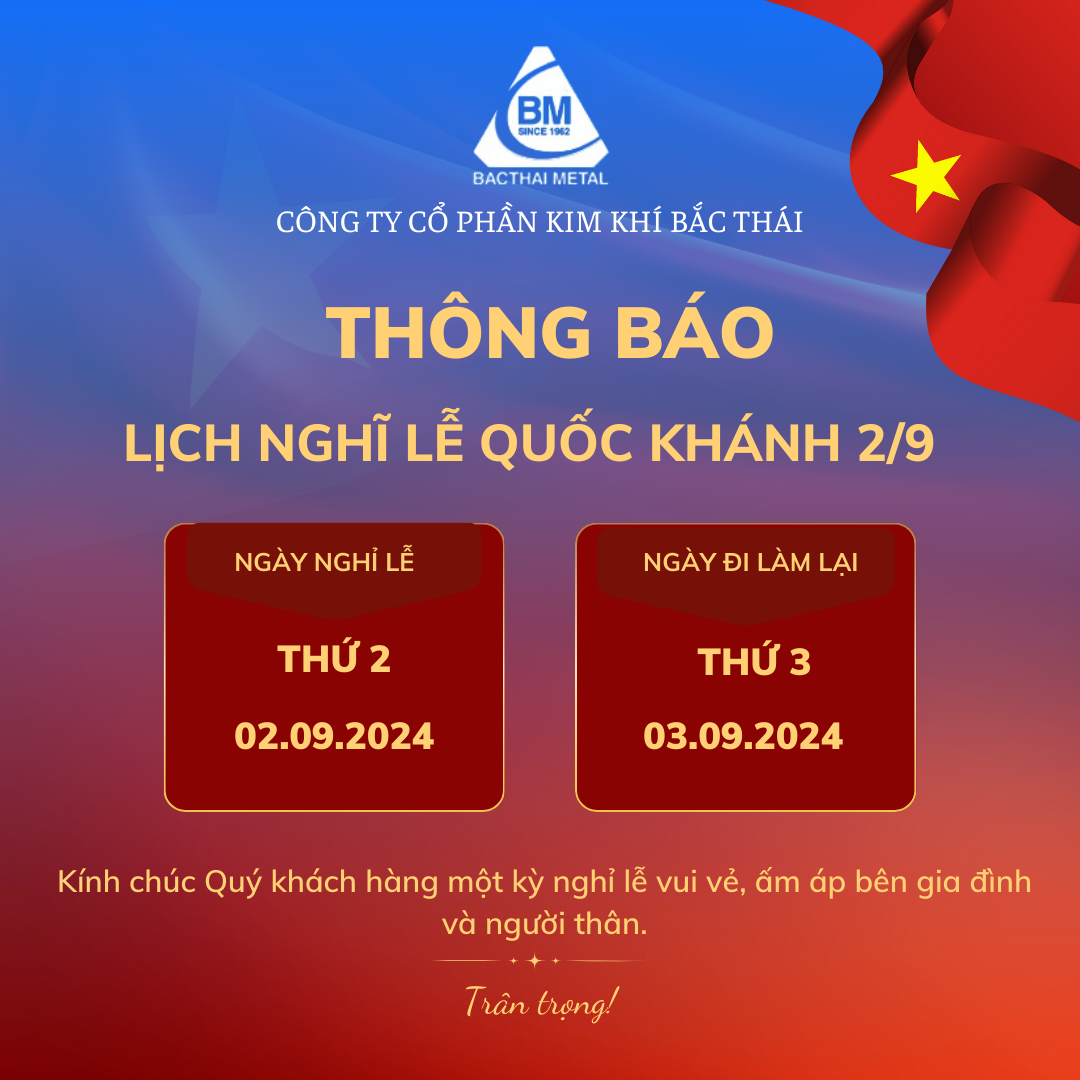 THÔNG BÁO NGHỈ LỄ QUỐC KHÁNH 2/9/2024